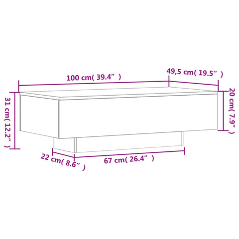 vidaXL Couchtisch Betongrau 100x49,5x31 cm Holzwerkstoff