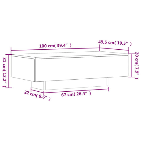 vidaXL Couchtisch Braun Eichen-Optik 100x49,5x31 cm Holzwerkstoff