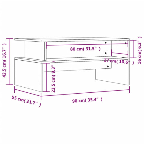 vidaXL Couchtisch Schwarz 90x55x42,5 cm Holzwerkstoff