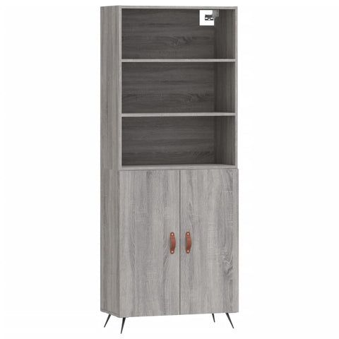 Highboard Grau Sonoma 69,5x34x180 cm Holzwerkstoff