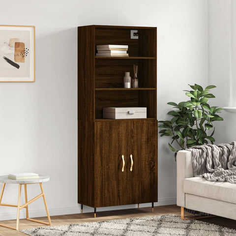 Highboard Braun Eichen-Optik 69,5x34x180 cm Holzwerkstoff