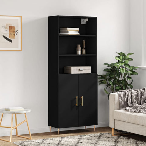 vidaXL Highboard Schwarz 69,5x34x180 cm Holzwerkstoff