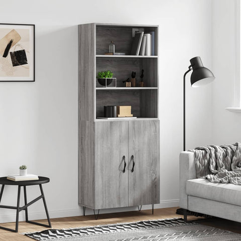 Highboard Grau Sonoma 69,5x34x180 cm Holzwerkstoff