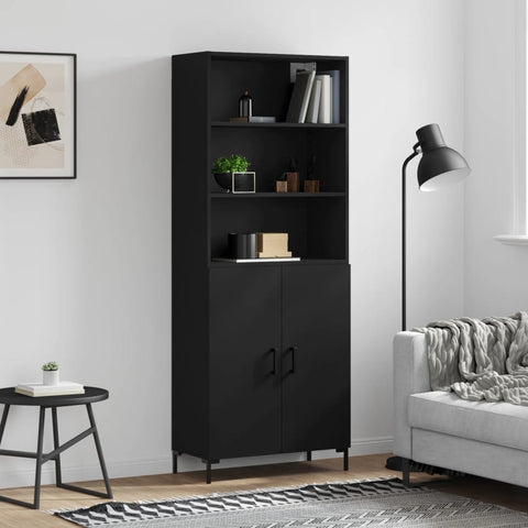 vidaXL Highboard Schwarz 69,5x34x180 cm Holzwerkstoff