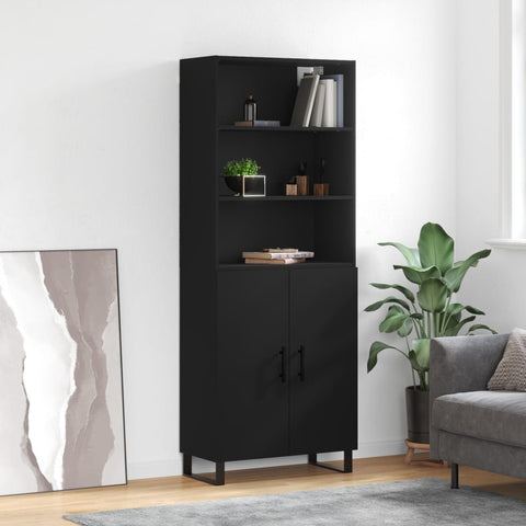 vidaXL Highboard Schwarz 69,5x34x180 cm Holzwerkstoff