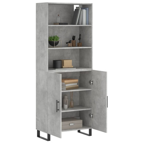 Highboard Betongrau 69,5x34x180 cm Holzwerkstoff