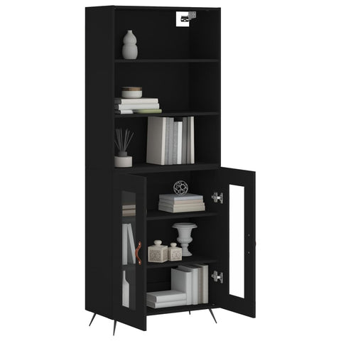 vidaXL Highboard Schwarz 69,5x34x180 cm Holzwerkstoff