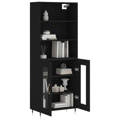 vidaXL Highboard Schwarz 69,5x34x180 cm Holzwerkstoff