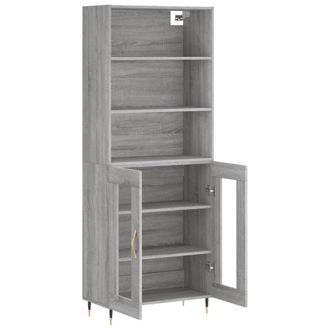 Highboard Grau Sonoma 69,5x34x180 cm Holzwerkstoff