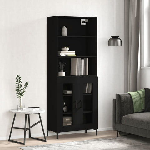 vidaXL Highboard Schwarz 69,5x34x180 cm Holzwerkstoff