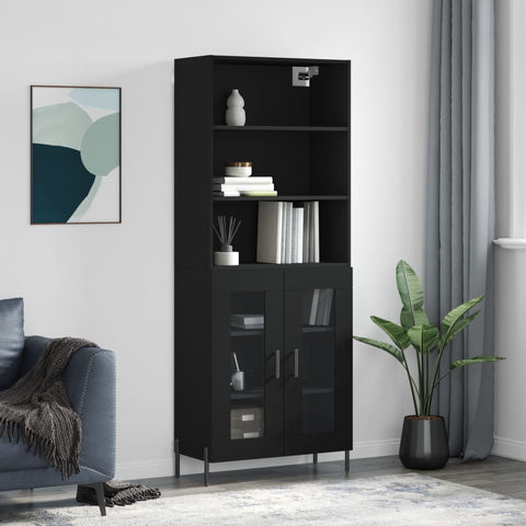 vidaXL Highboard Schwarz 69,5x34x180 cm Holzwerkstoff