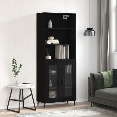 vidaXL Highboard Schwarz 69,5x34x180 cm Holzwerkstoff