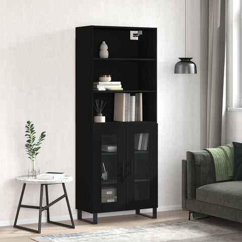 vidaXL Highboard Schwarz 69,5x34x180 cm Holzwerkstoff