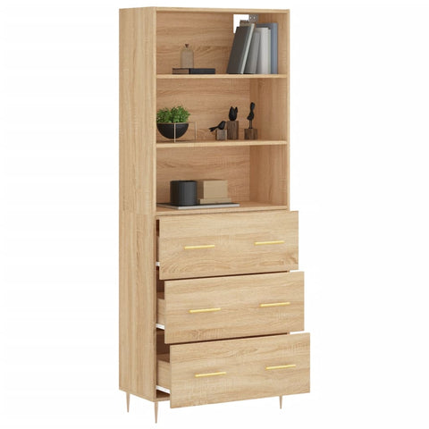 Highboard Sonoma-Eiche 69,5x34x180 cm Holzwerkstoff