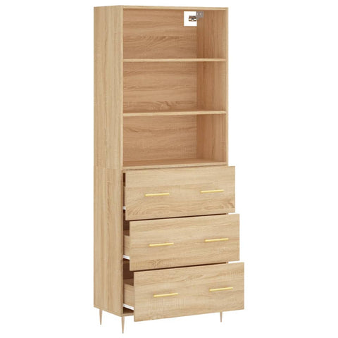 Highboard Sonoma-Eiche 69,5x34x180 cm Holzwerkstoff