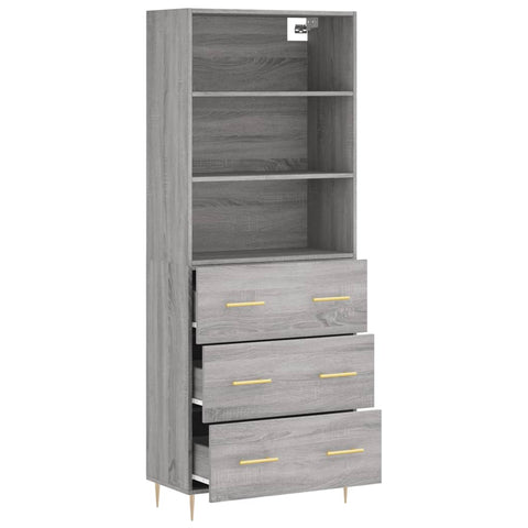 vidaXL Highboard Grau Sonoma 69,5x34x180 cm Holzwerkstoff