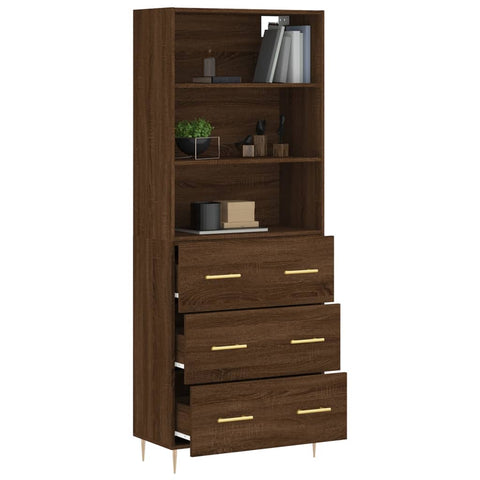 vidaXL Highboard Braun Eichen-Optik 69,5x34x180 cm Holzwerkstoff