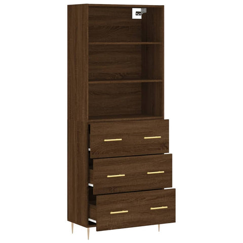 vidaXL Highboard Braun Eichen-Optik 69,5x34x180 cm Holzwerkstoff