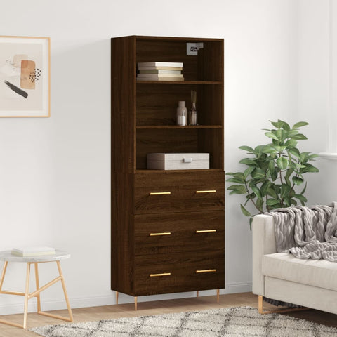 vidaXL Highboard Braun Eichen-Optik 69,5x34x180 cm Holzwerkstoff