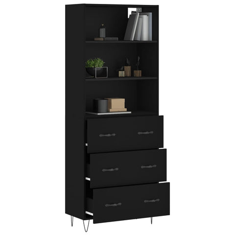 vidaXL Highboard Schwarz 69,5x34x180 cm Holzwerkstoff