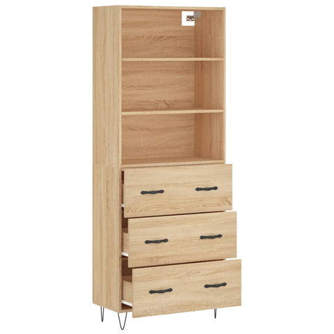 Highboard Sonoma-Eiche 69,5x34x180 cm Holzwerkstoff