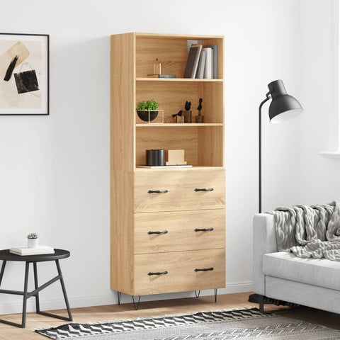 Highboard Sonoma-Eiche 69,5x34x180 cm Holzwerkstoff