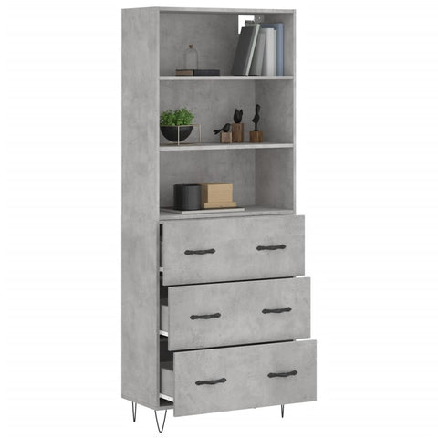 vidaXL Highboard Betongrau 69,5x34x180 cm Holzwerkstoff