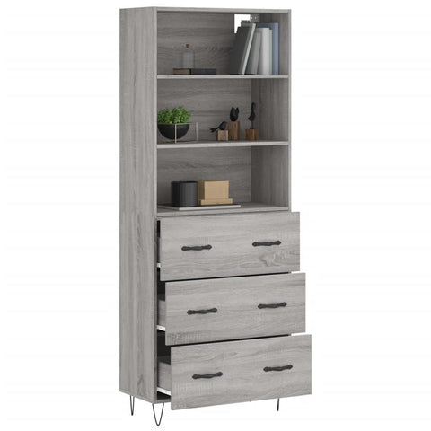 vidaXL Highboard Grau Sonoma 69,5x34x180 cm Holzwerkstoff