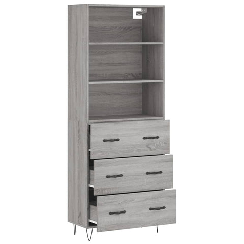 vidaXL Highboard Grau Sonoma 69,5x34x180 cm Holzwerkstoff