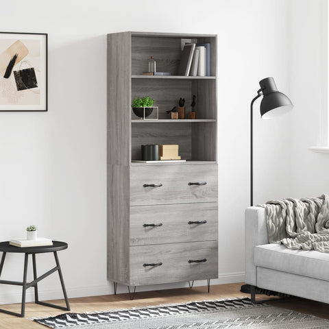 vidaXL Highboard Grau Sonoma 69,5x34x180 cm Holzwerkstoff