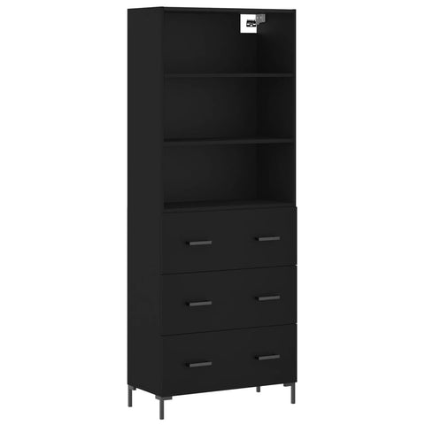 vidaXL Highboard Schwarz 69,5x34x180 cm Holzwerkstoff