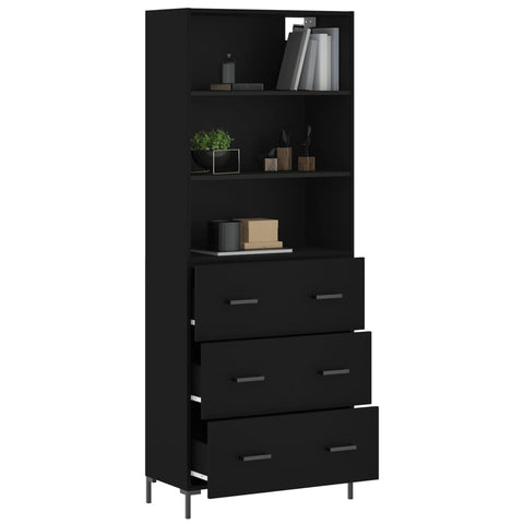 vidaXL Highboard Schwarz 69,5x34x180 cm Holzwerkstoff