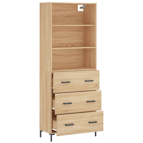 Highboard Sonoma-Eiche 69,5x34x180 cm Holzwerkstoff