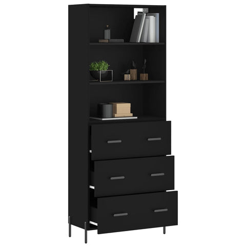 vidaXL Highboard Schwarz 69,5x34x180 cm Holzwerkstoff