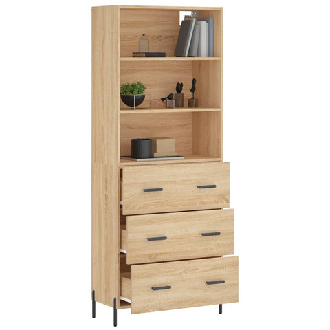 Highboard Sonoma-Eiche 69,5x34x180 cm Holzwerkstoff