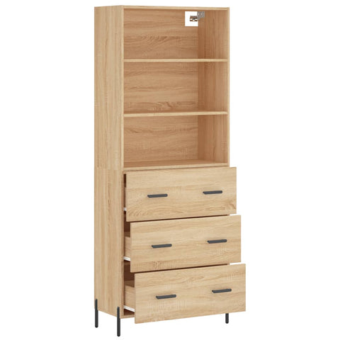 Highboard Sonoma-Eiche 69,5x34x180 cm Holzwerkstoff