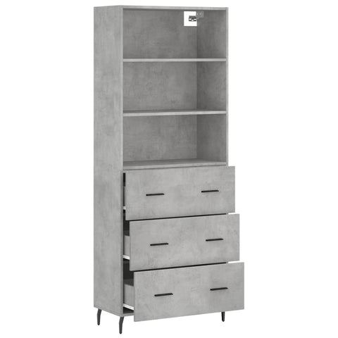 vidaXL Highboard Betongrau 69,5x34x180 cm Holzwerkstoff