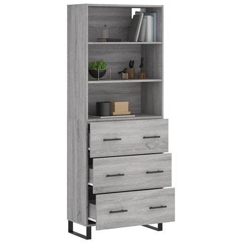 vidaXL Highboard Grau Sonoma 69,5x34x180 cm Holzwerkstoff