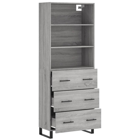 vidaXL Highboard Grau Sonoma 69,5x34x180 cm Holzwerkstoff