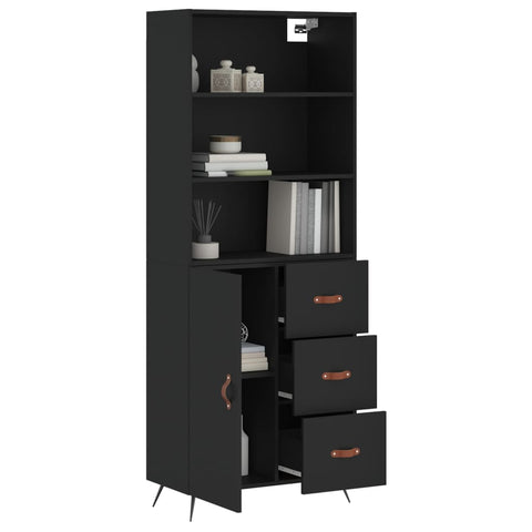 vidaXL Highboard Schwarz 69,5x34x180 cm Holzwerkstoff