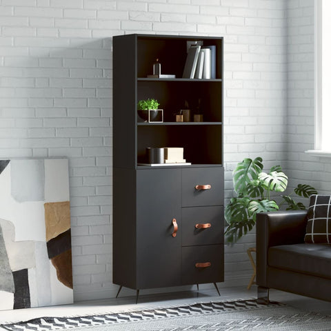 vidaXL Highboard Schwarz 69,5x34x180 cm Holzwerkstoff