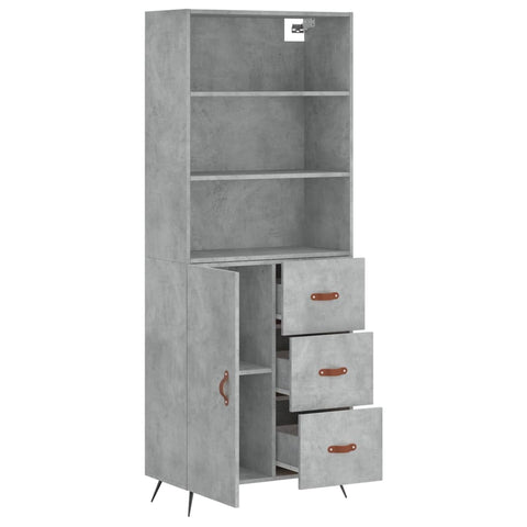 vidaXL Highboard Betongrau 69,5x34x180 cm Holzwerkstoff