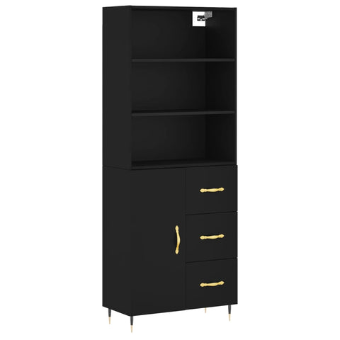 vidaXL Highboard Schwarz 69,5x34x180 cm Holzwerkstoff