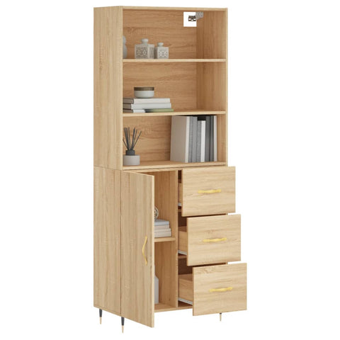 Highboard Sonoma-Eiche 69,5x34x180 cm Holzwerkstoff