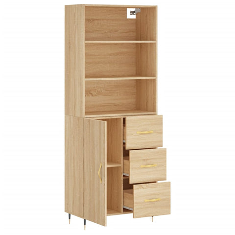 Highboard Sonoma-Eiche 69,5x34x180 cm Holzwerkstoff