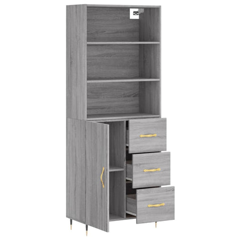 vidaXL Highboard Grau Sonoma 69,5x34x180 cm Holzwerkstoff