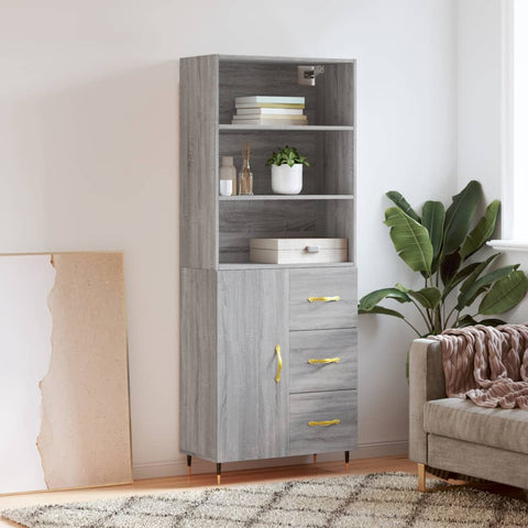 vidaXL Highboard Grau Sonoma 69,5x34x180 cm Holzwerkstoff