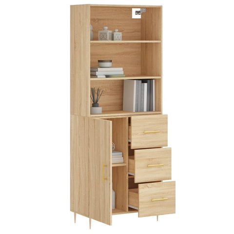 Highboard Sonoma-Eiche 69,5x34x180 cm Holzwerkstoff