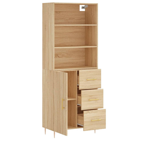 Highboard Sonoma-Eiche 69,5x34x180 cm Holzwerkstoff