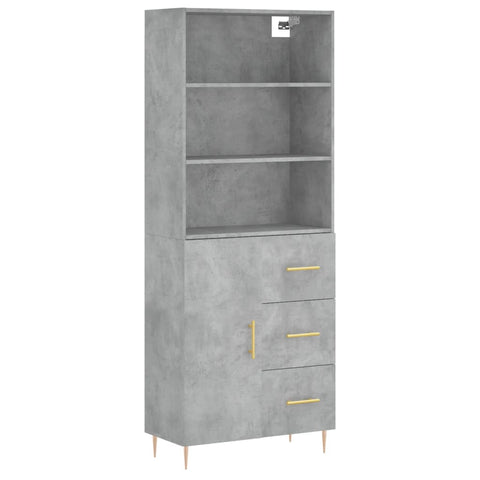 vidaXL Highboard Betongrau 69,5x34x180 cm Holzwerkstoff